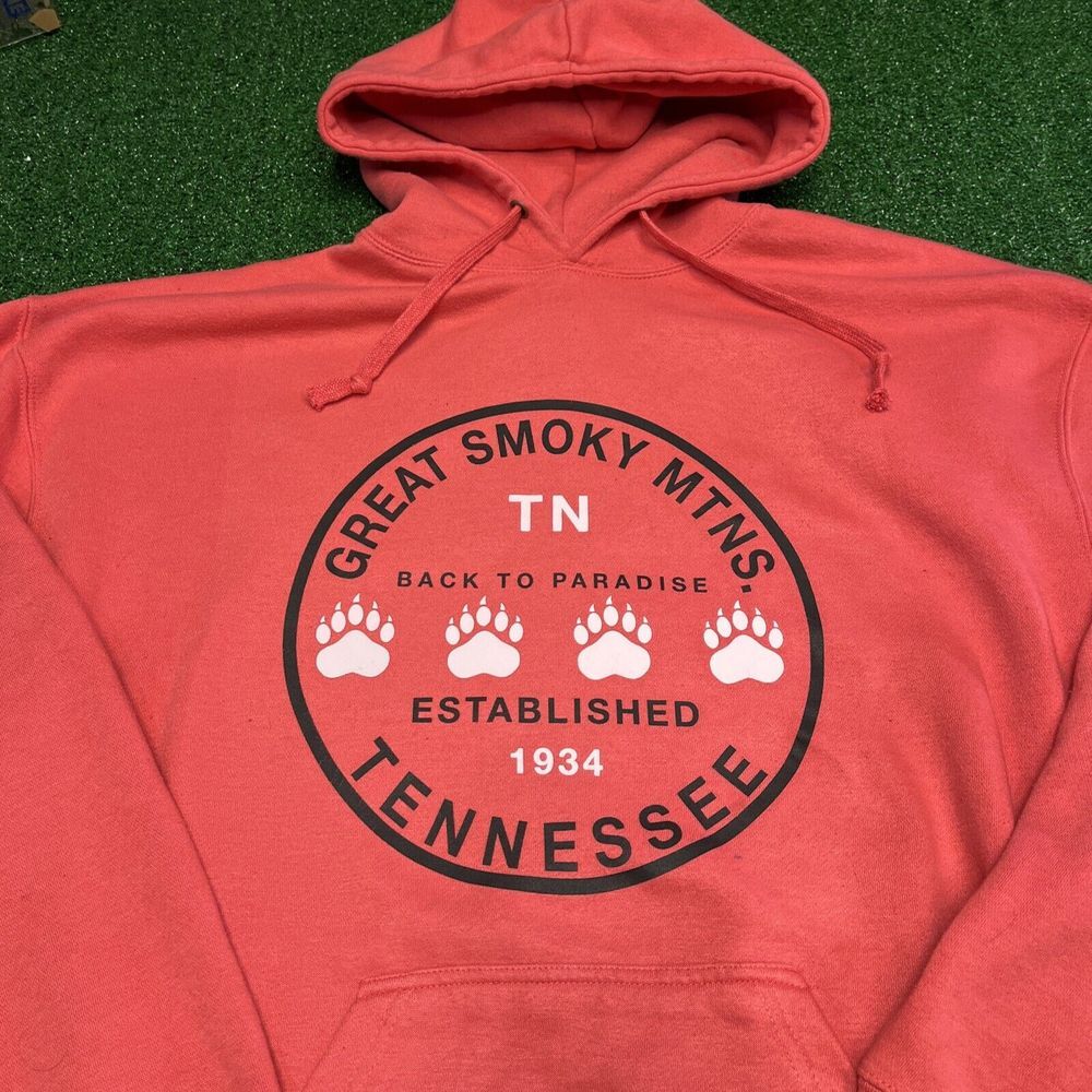 The Great Smokey Mountains Return To Paradise Pink‎ Hooded Sweater Womens Sz 2XL